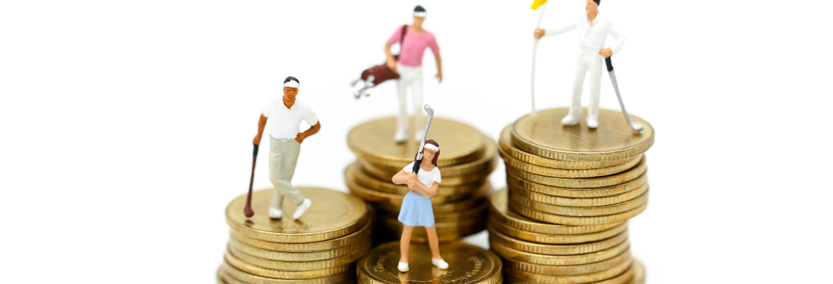 Geldmunten met verschillende poppetjes op die een sport uitbeelden. 