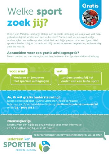 Flyer met tekst over advies bij sporten